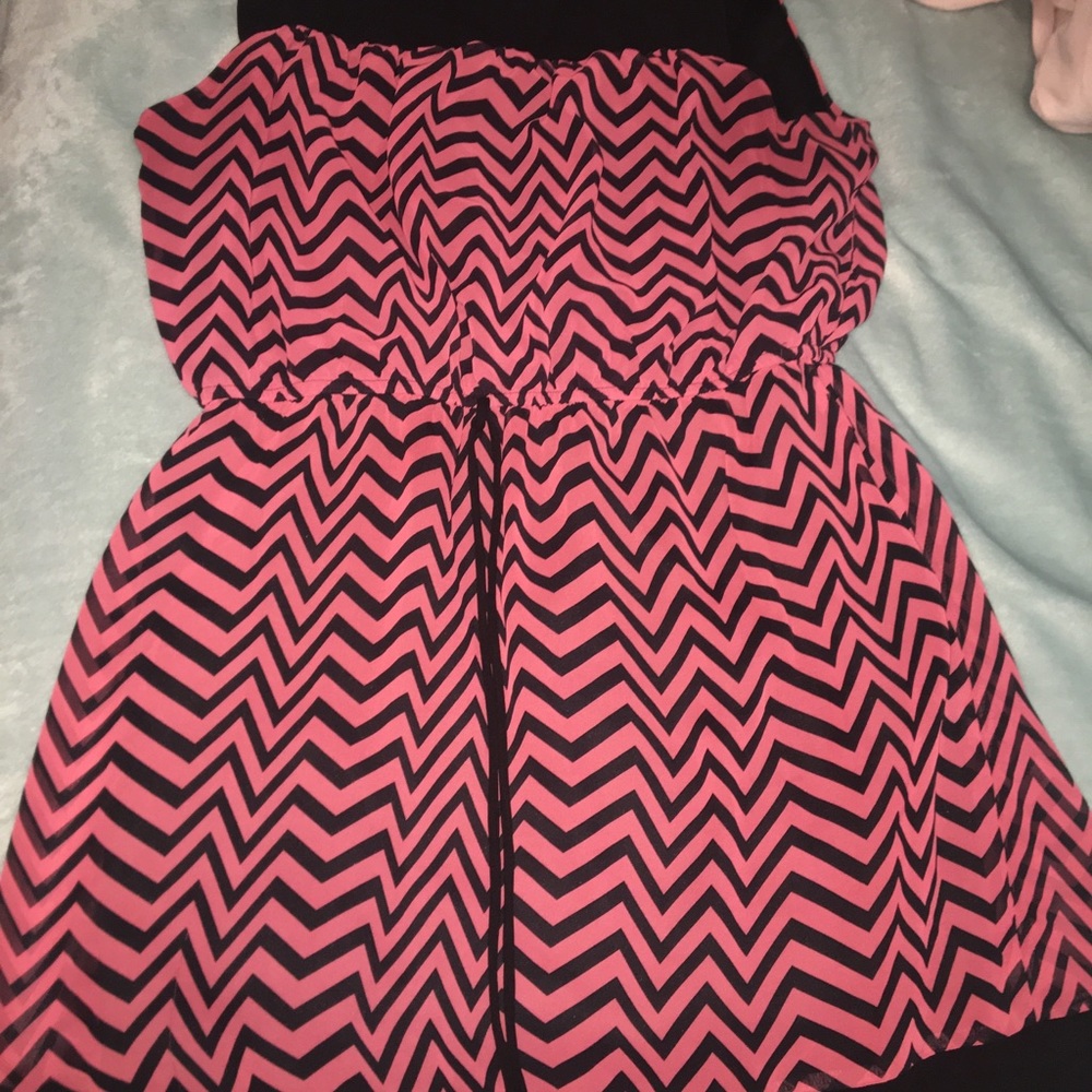 Pink and black chevron dress from belk